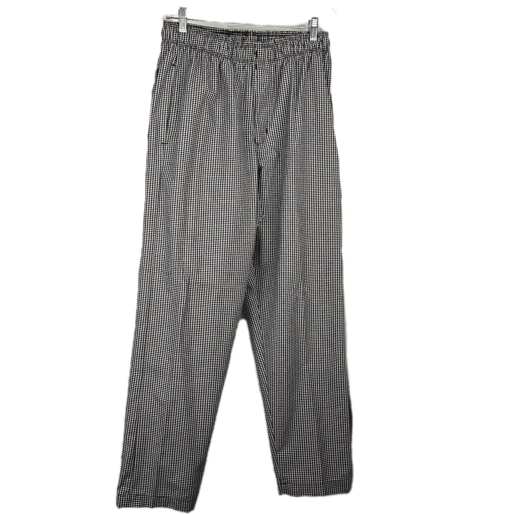 Chef Works Mens Unisex Pants Size Medium Black White Check Workwear Pockets